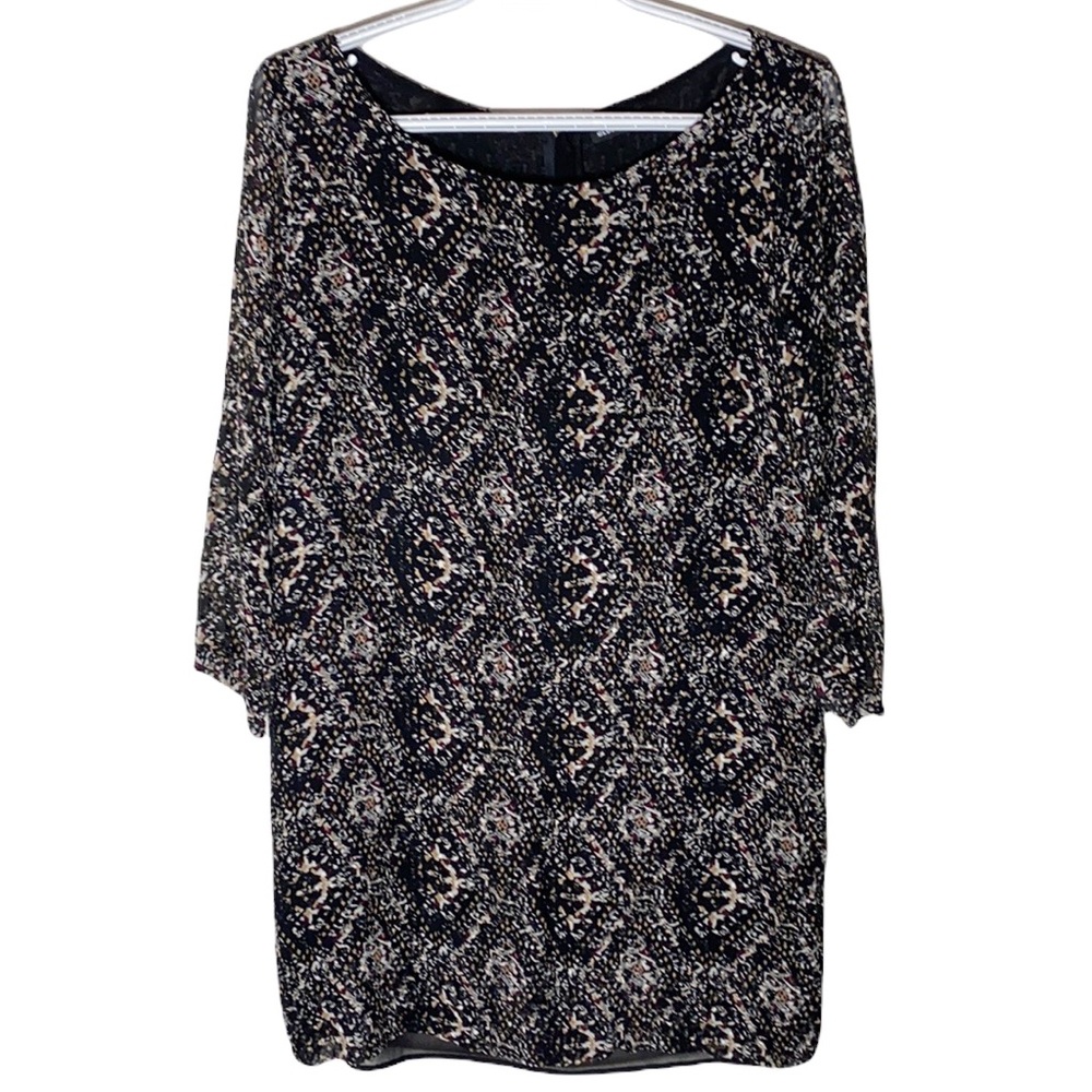 Club Monaco textured geo print silk blend sheath dress size 10